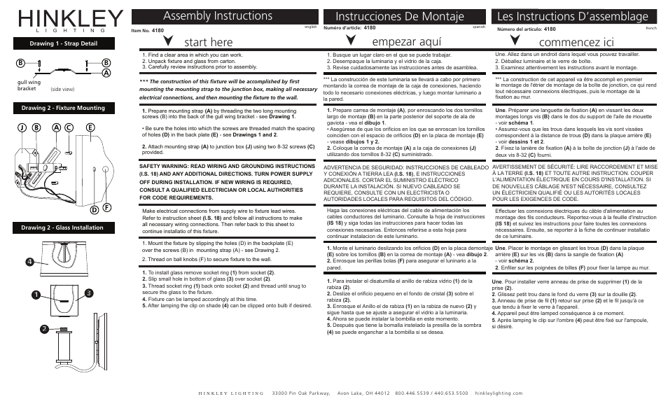 Hinkley Lighting CLARA 4180BN User Manual | 2 pages