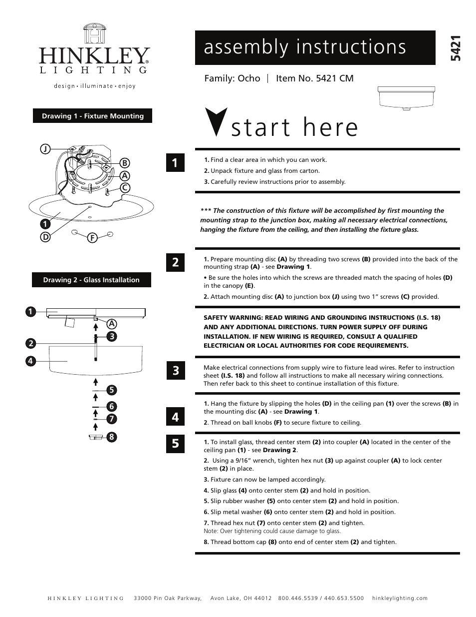 Hinkley Lighting FLUSH MOUNT 5421 User Manual | 2 pages