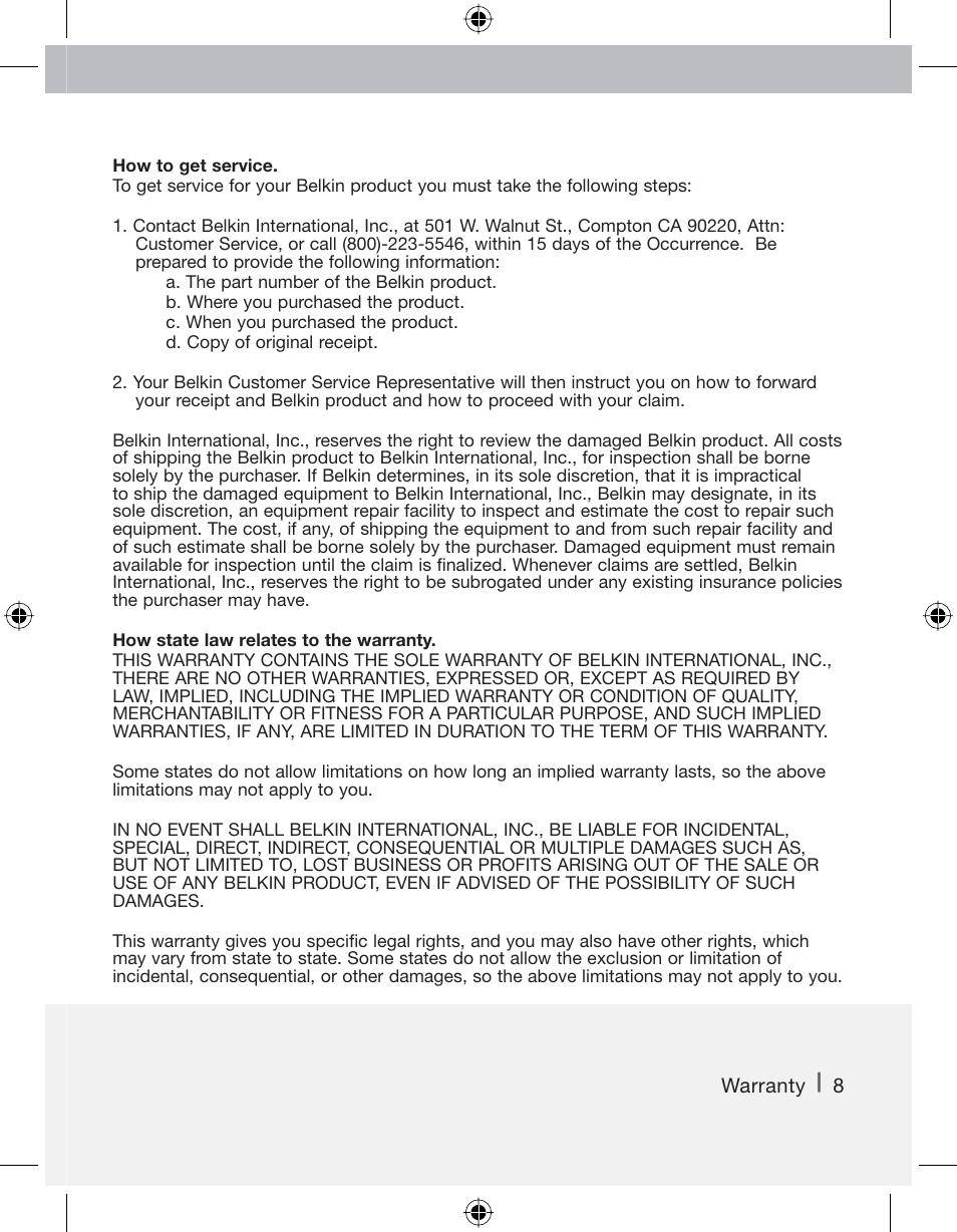 Belkin Switch 2 DVI-D F1DG 102Duk User Manual | Page 9 / 10