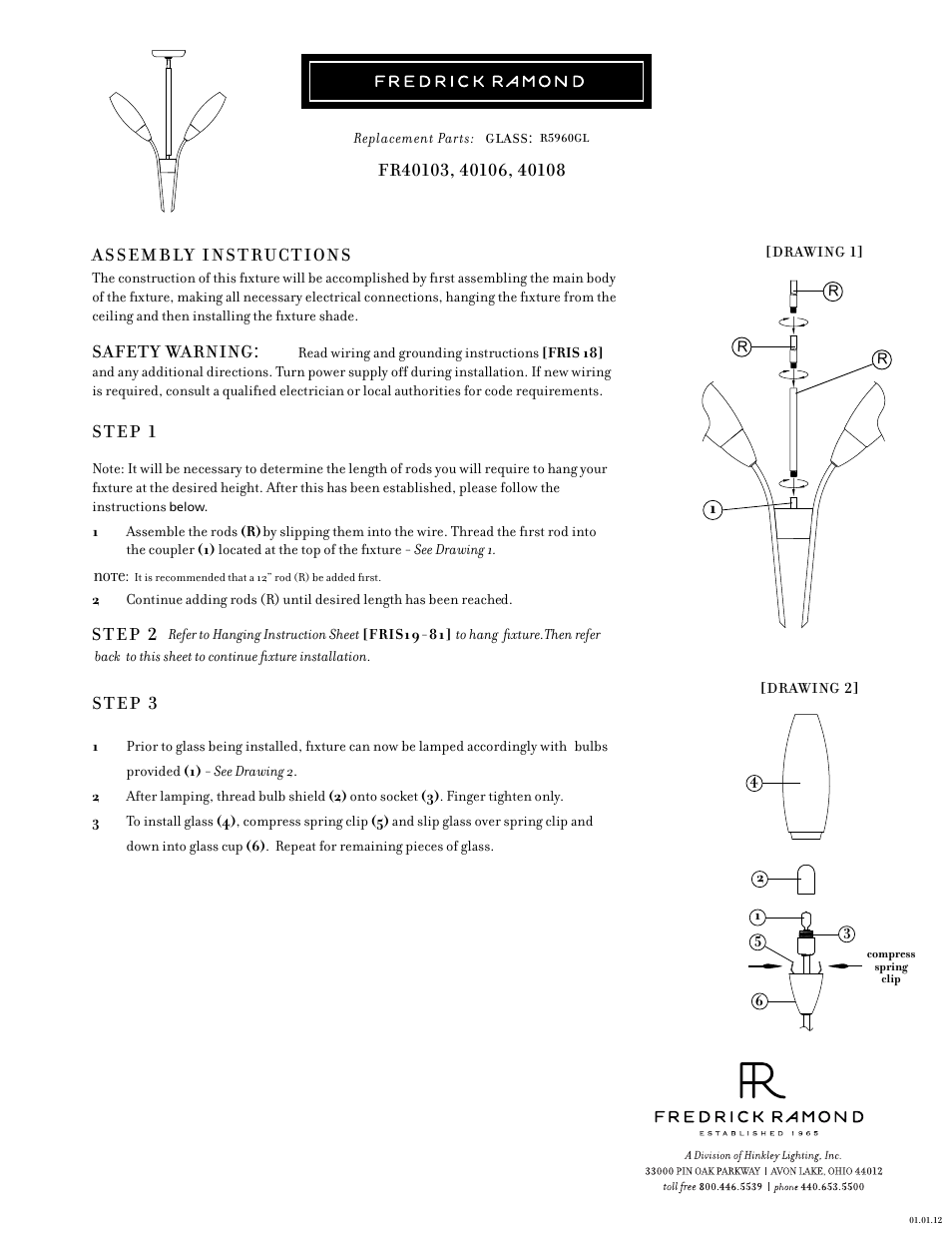 Hinkley Lighting CALISTA FR40108BNI User Manual | 1 page