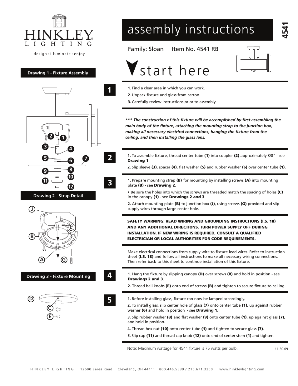 Hinkley Lighting SLOAN 4541RB User Manual | 1 page