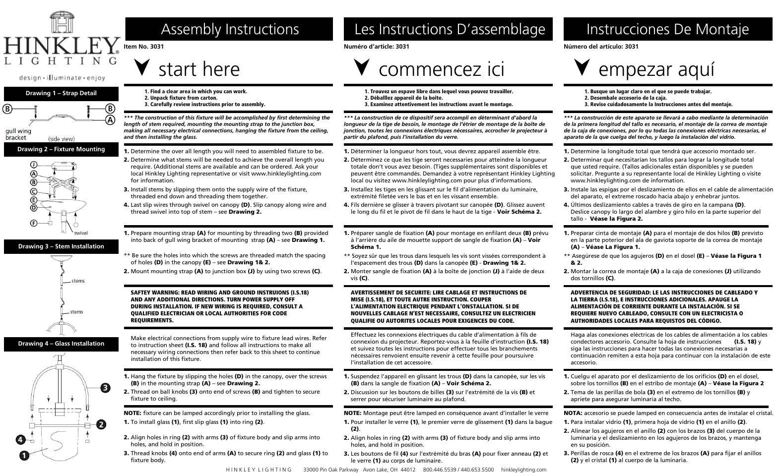 Hinkley Lighting CLANCY 3031PN User Manual | 2 pages