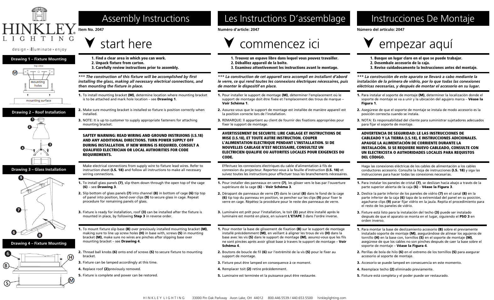 Hinkley Lighting BINGHAM 2047 User Manual | 3 pages