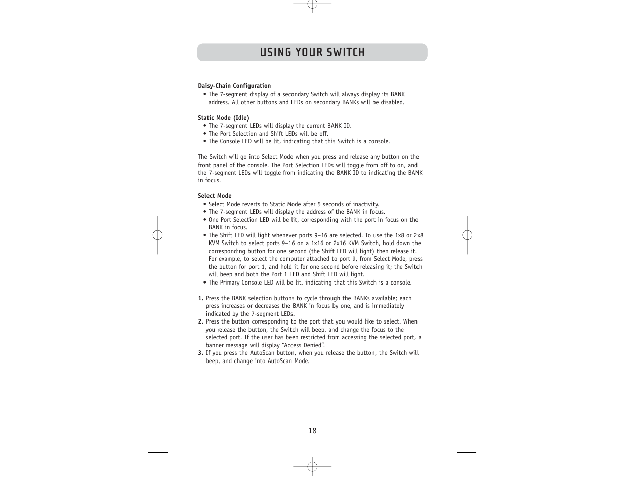 Using your switch | Belkin F1DW116C User Manual | Page 20 / 47