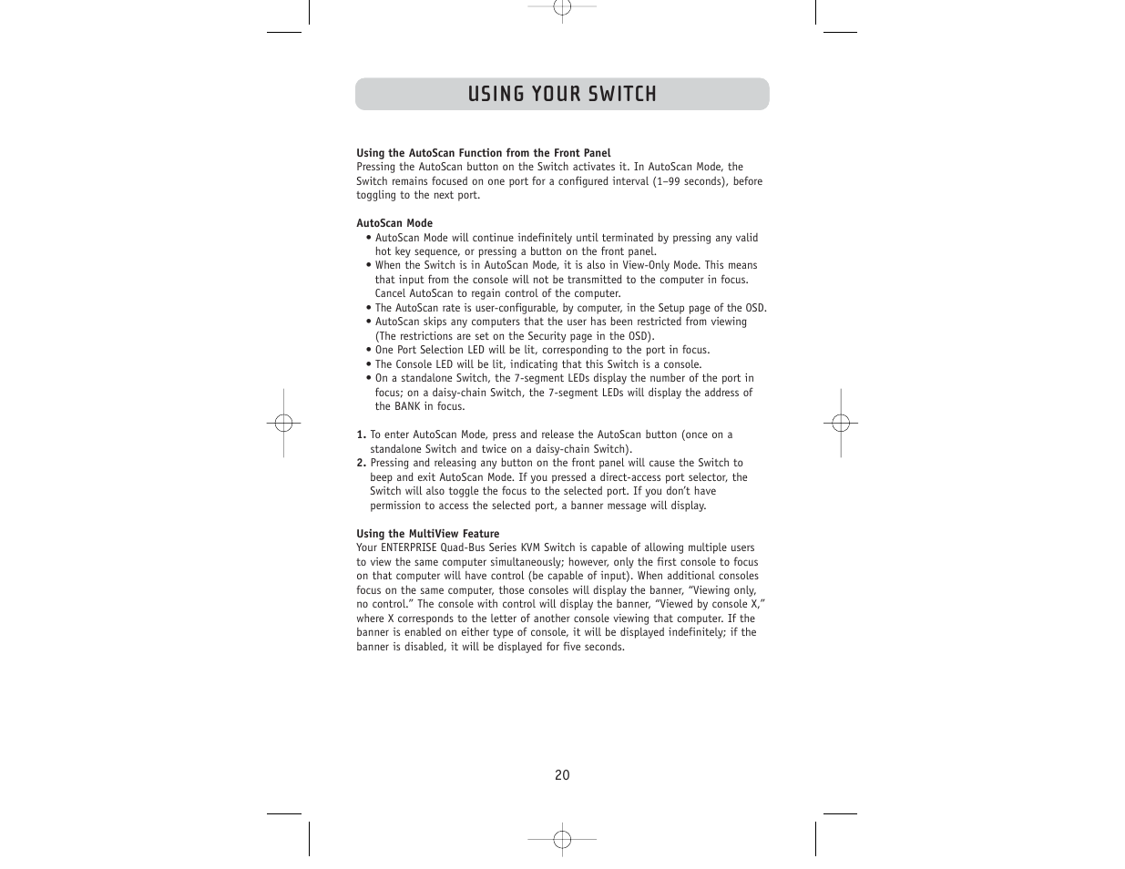Using your switch | Belkin F1DW116C User Manual | Page 22 / 47