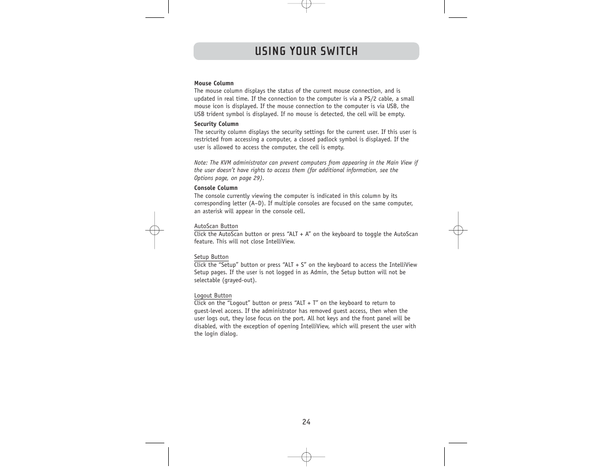 Using your switch | Belkin F1DW116C User Manual | Page 26 / 47