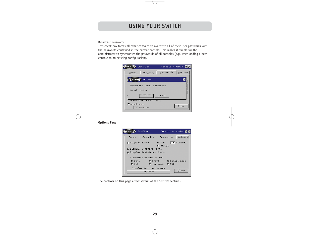 Using your switch | Belkin F1DW116C User Manual | Page 31 / 47