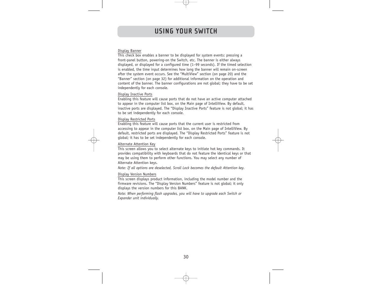 Using your switch | Belkin F1DW116C User Manual | Page 32 / 47