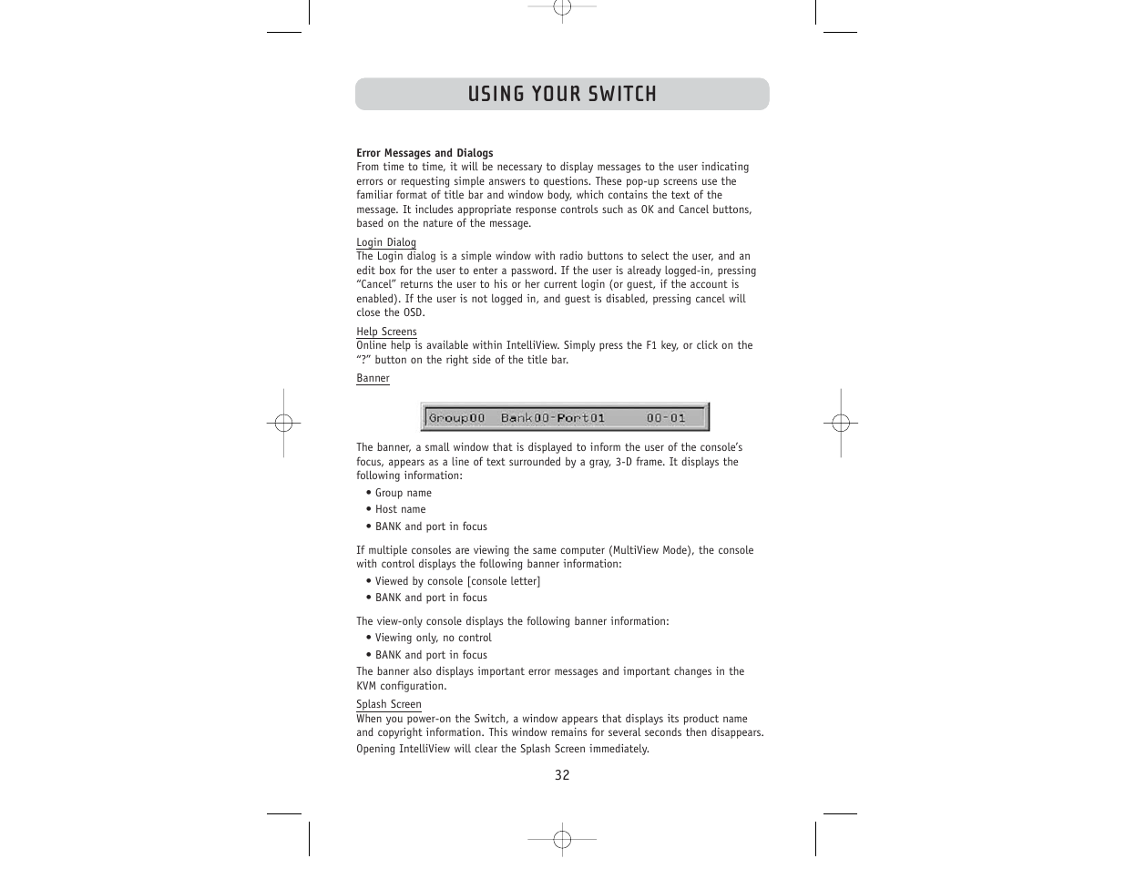 Using your switch | Belkin F1DW116C User Manual | Page 34 / 47
