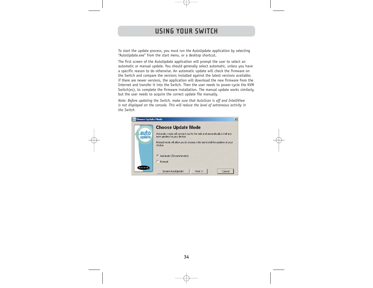 Using your switch | Belkin F1DW116C User Manual | Page 36 / 47