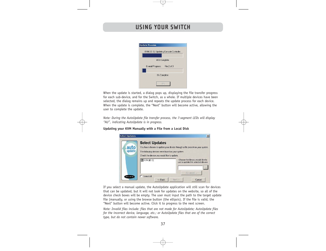 Using your switch | Belkin F1DW116C User Manual | Page 39 / 47