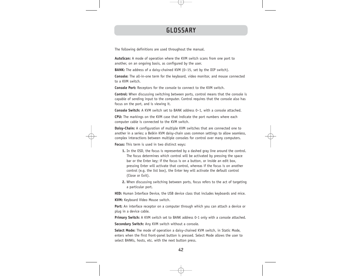 Glossary | Belkin F1DW116C User Manual | Page 44 / 47