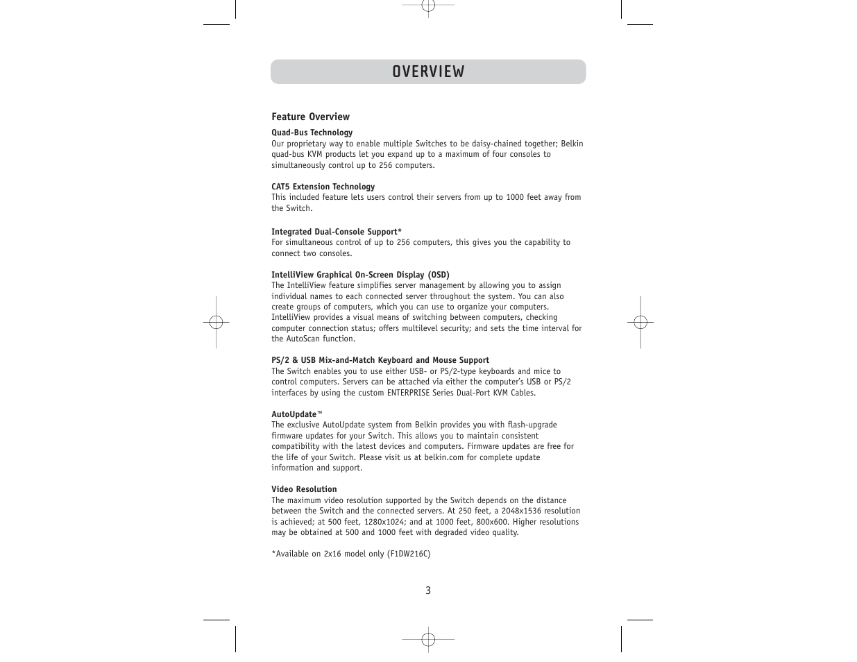 Overview | Belkin F1DW116C User Manual | Page 5 / 47