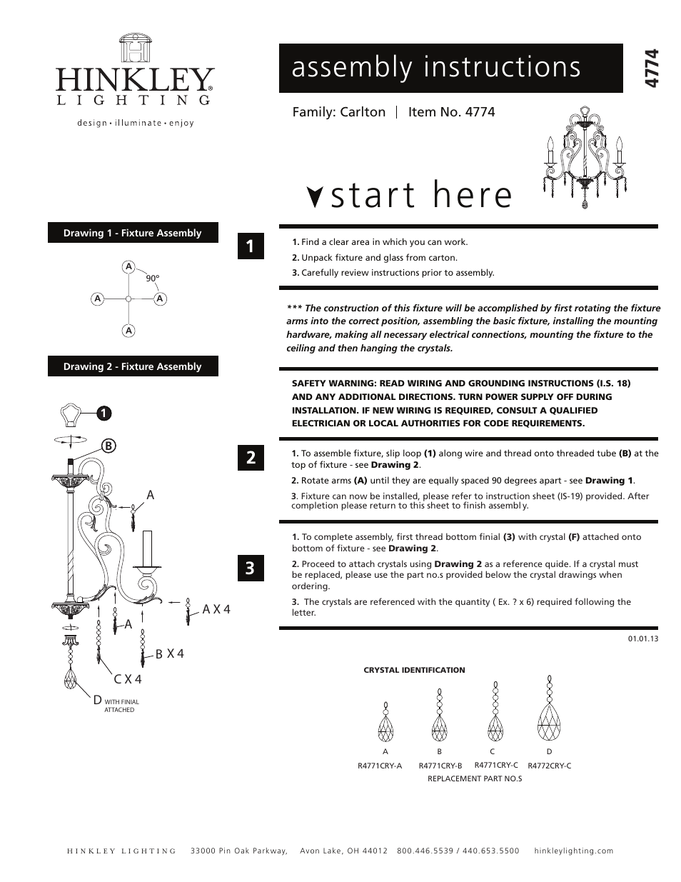 Hinkley Lighting CARLTON 4774SL User Manual | 3 pages