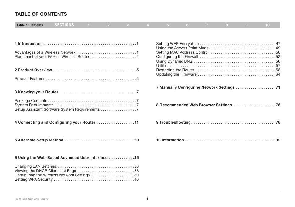 Belkin G+ MIMO F5D9231-4 User Manual | Page 2 / 101