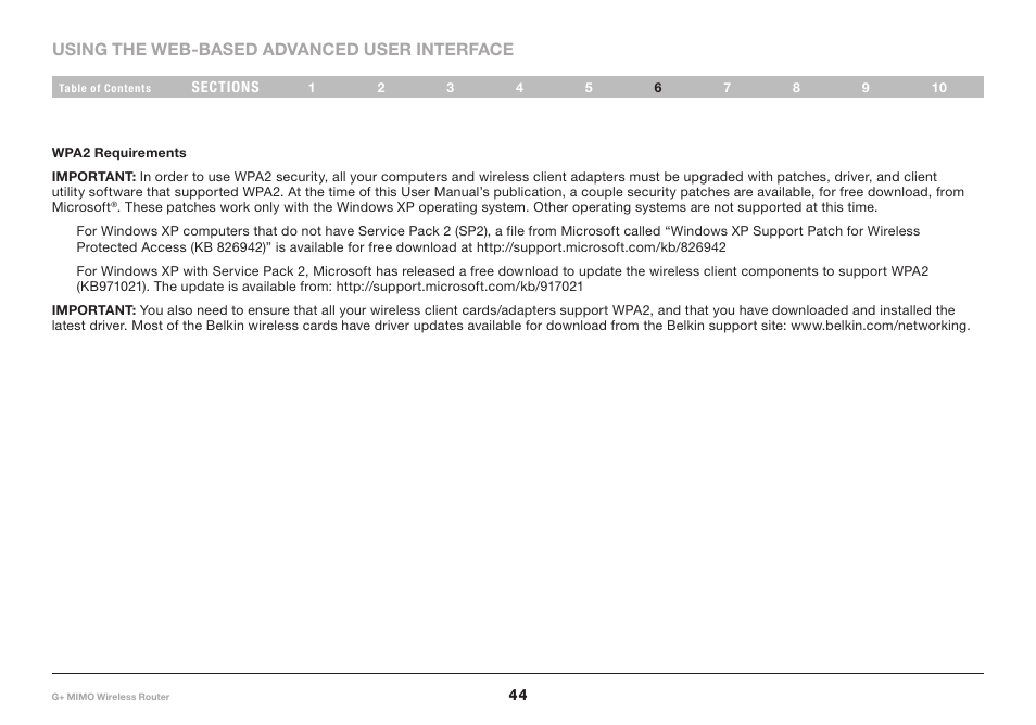 Belkin G+ MIMO F5D9231-4 User Manual | Page 46 / 101