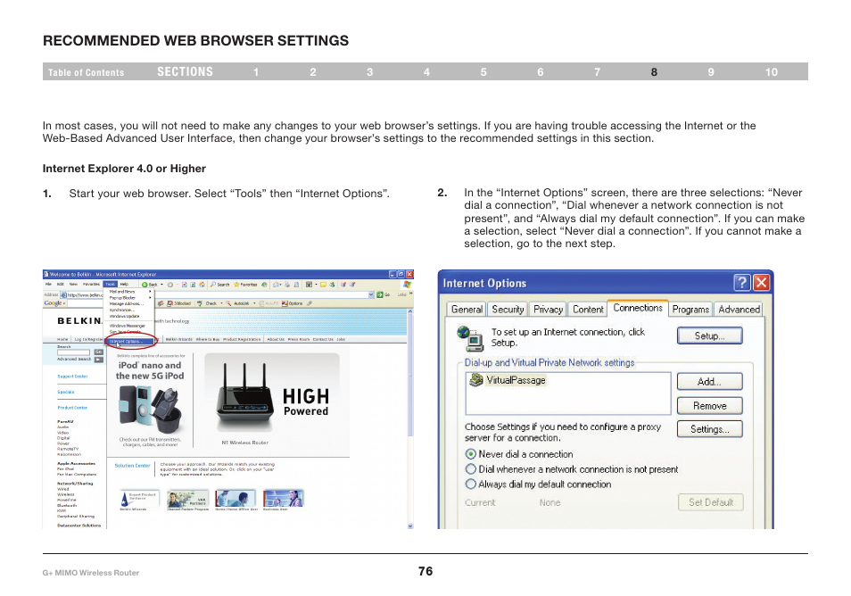 Belkin G+ MIMO F5D9231-4 User Manual | Page 78 / 101