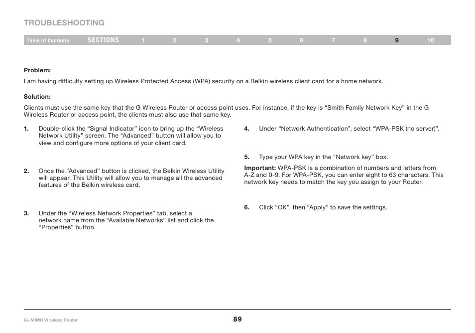 Belkin G+ MIMO F5D9231-4 User Manual | Page 91 / 101