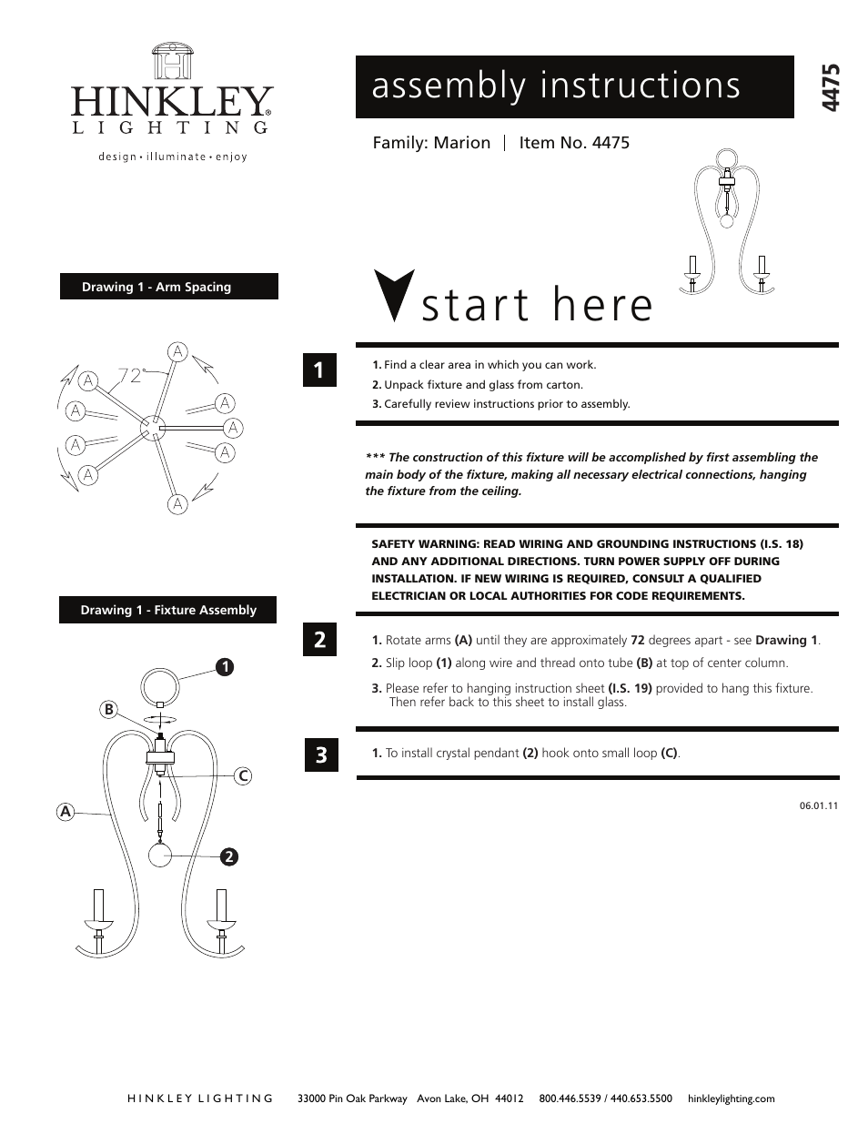 Hinkley Lighting MARION 4475TB User Manual | 3 pages