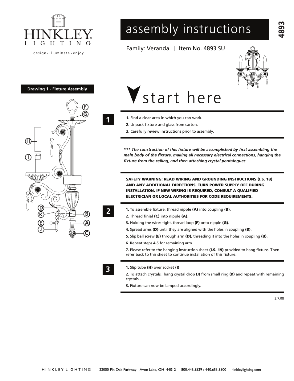 Hinkley Lighting VERANDA 4893SU User Manual | 3 pages