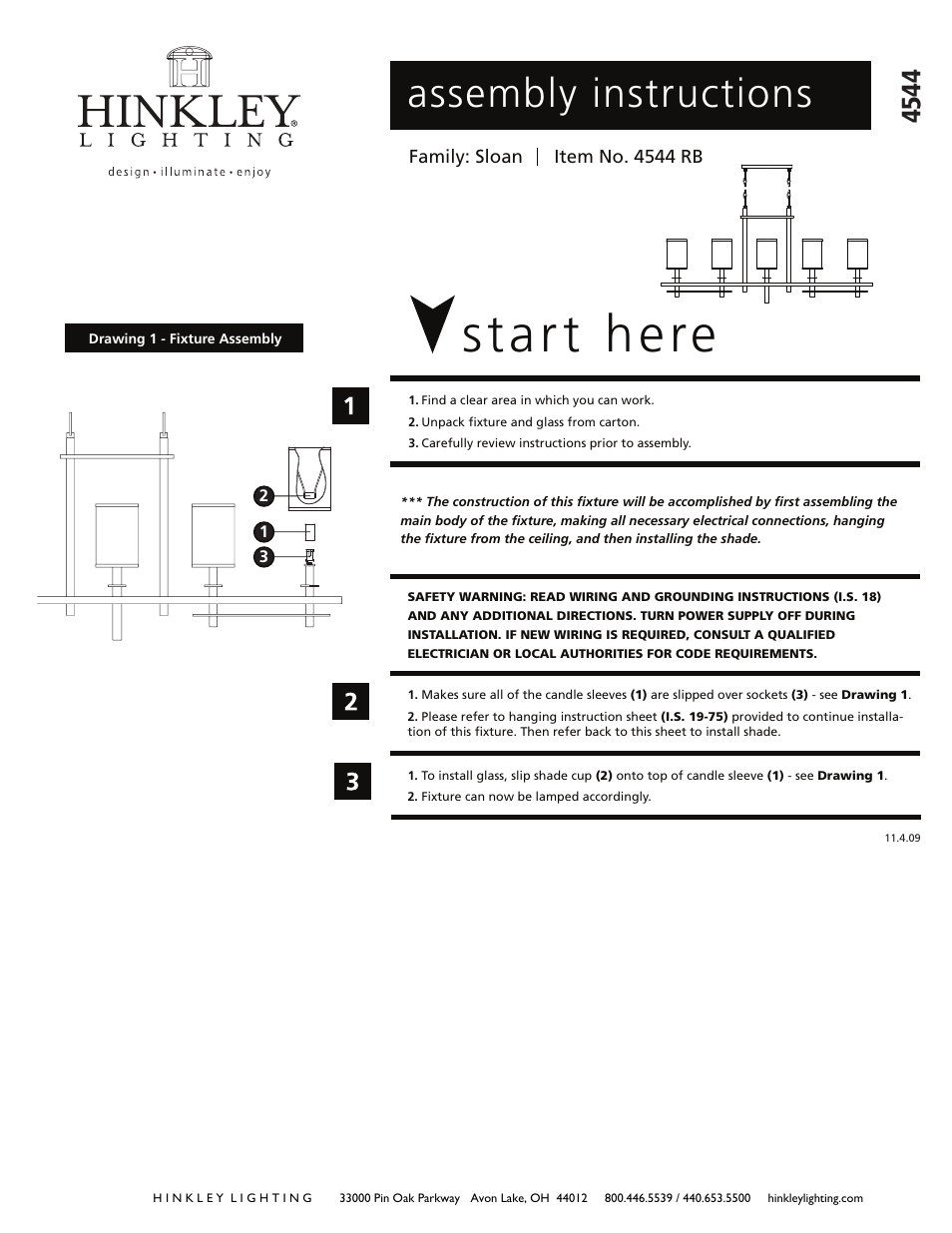 Hinkley Lighting SLOAN 4544RB User Manual | 3 pages