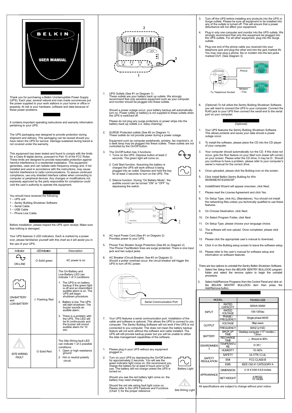 Belkin F6H650-SER User Manual | 2 pages