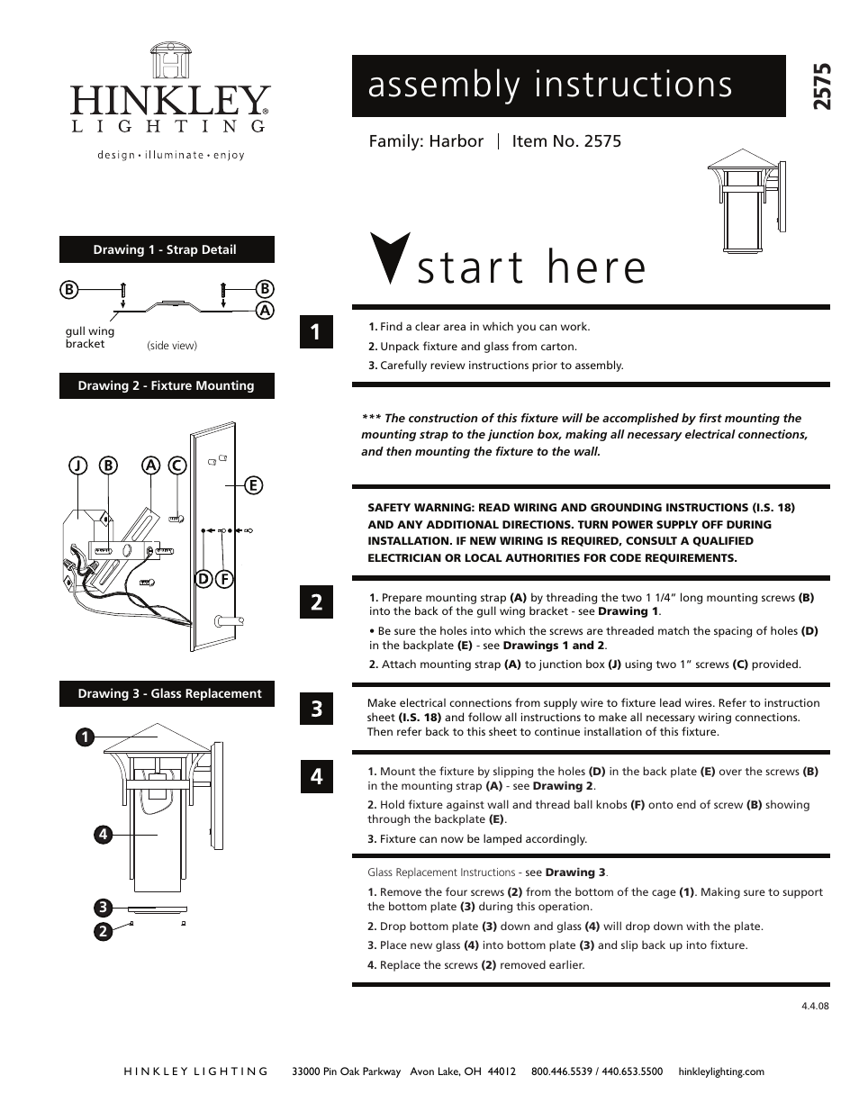 Hinkley Lighting HARBOR 2575 User Manual | 3 pages