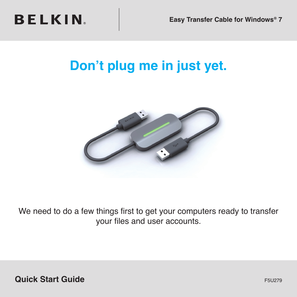 Belkin Easy Transfer Cable For Windows 7 F5U279 User Manual | 29 pages