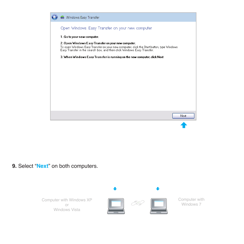 Select “ next ” on both computers | Belkin Easy Transfer Cable For Windows 7 F5U279 User Manual | Page 16 / 29