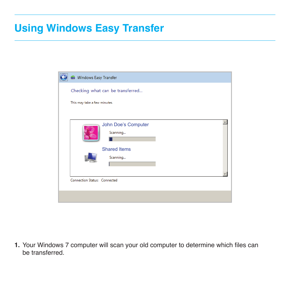 Using windows easy transfer | Belkin Easy Transfer Cable For Windows 7 F5U279 User Manual | Page 20 / 29