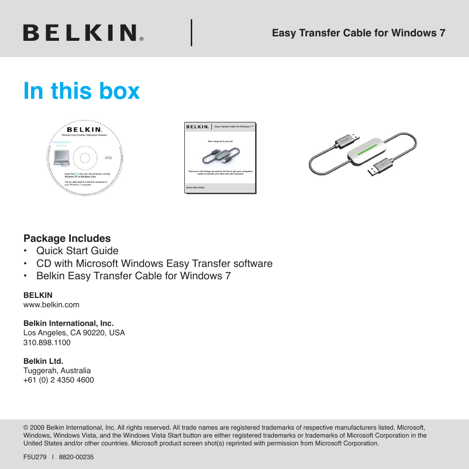 Belkin Easy Transfer Cable For Windows 7 F5U279 User Manual | Page 29 / 29