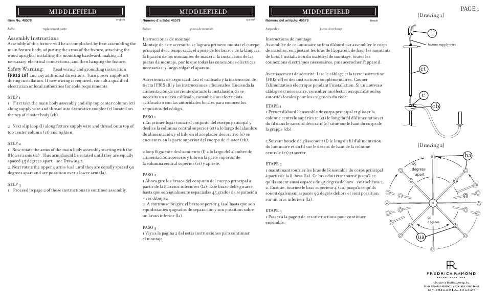 Hinkley Lighting MIDDLEFIELD FR40579IRR User Manual | 4 pages