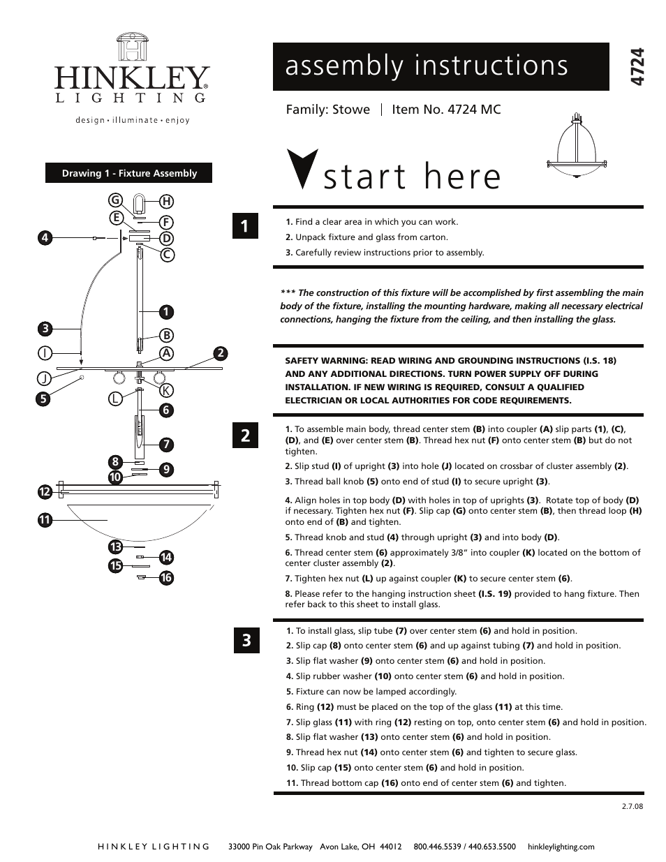 Hinkley Lighting STOWE 4724MC User Manual | 3 pages