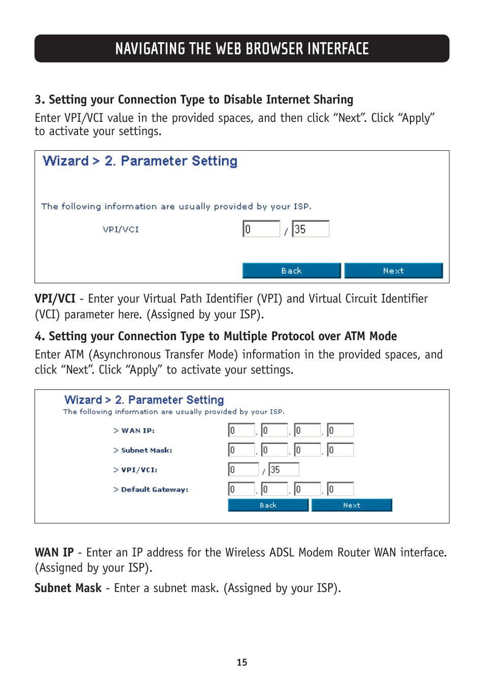 Navigating the web browser interface | Belkin F5D7630-4A User Manual | Page 17 / 68