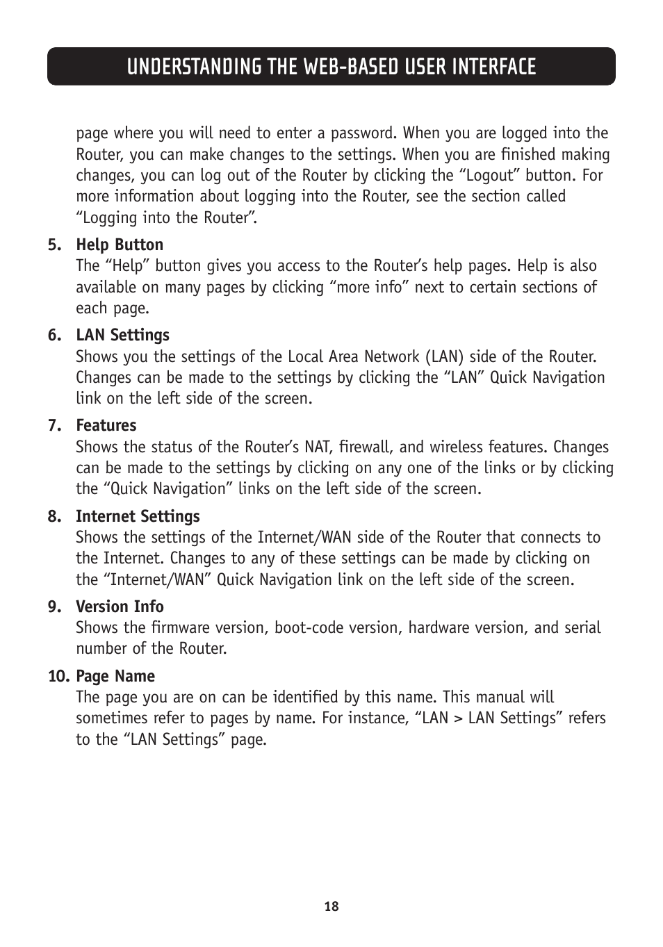 Understanding the web-based user interface | Belkin F5D7630-4A User Manual | Page 20 / 68