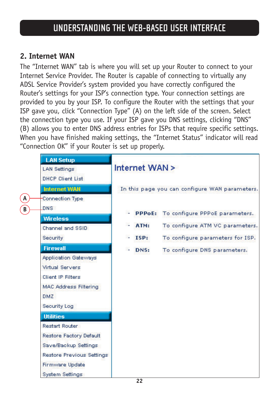 Understanding the web-based user interface | Belkin F5D7630-4A User Manual | Page 24 / 68