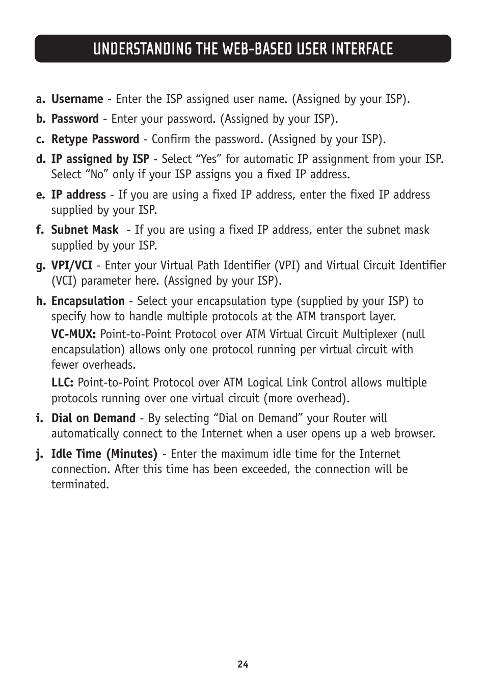 Understanding the web-based user interface | Belkin F5D7630-4A User Manual | Page 26 / 68