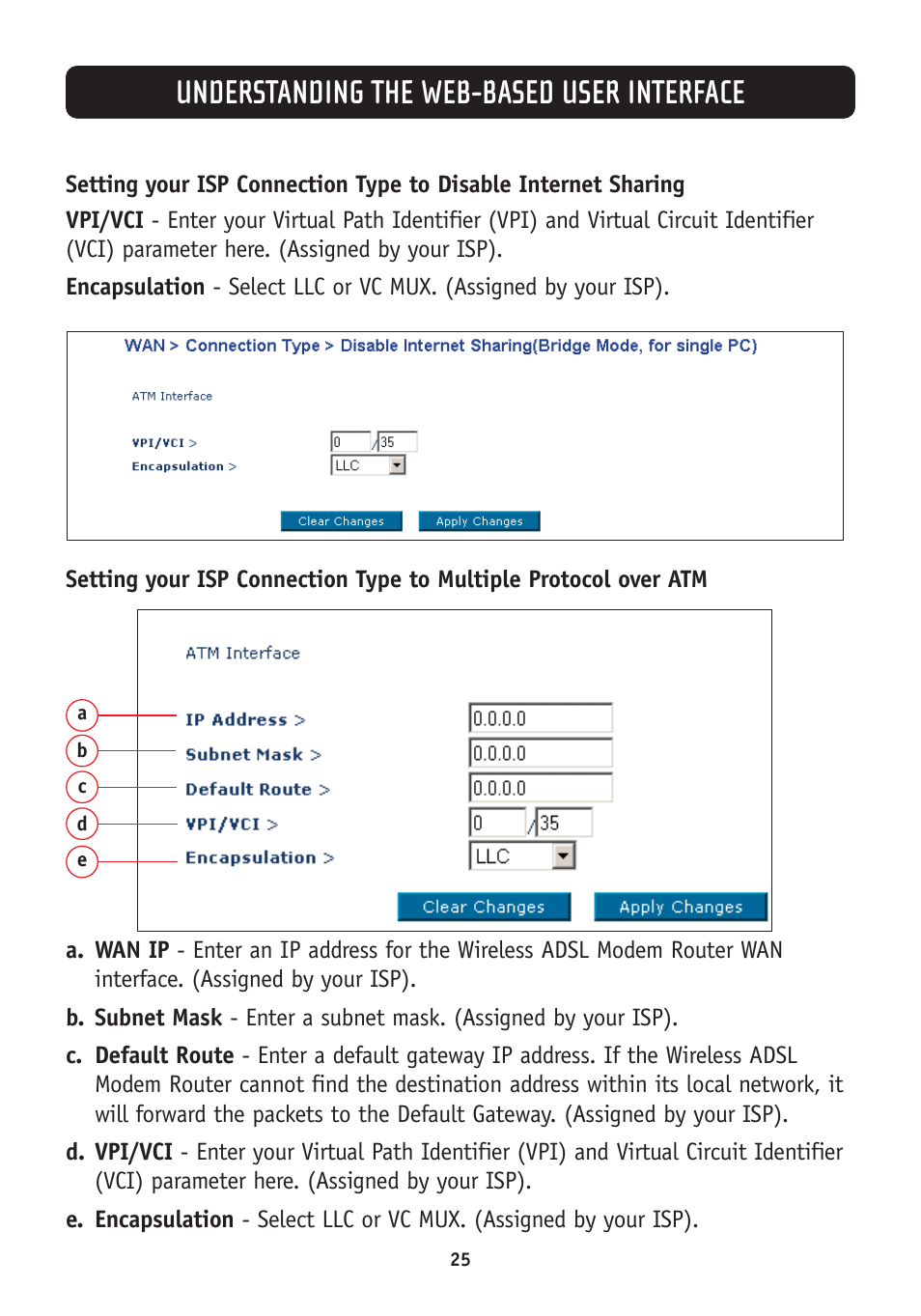 Understanding the web-based user interface | Belkin F5D7630-4A User Manual | Page 27 / 68
