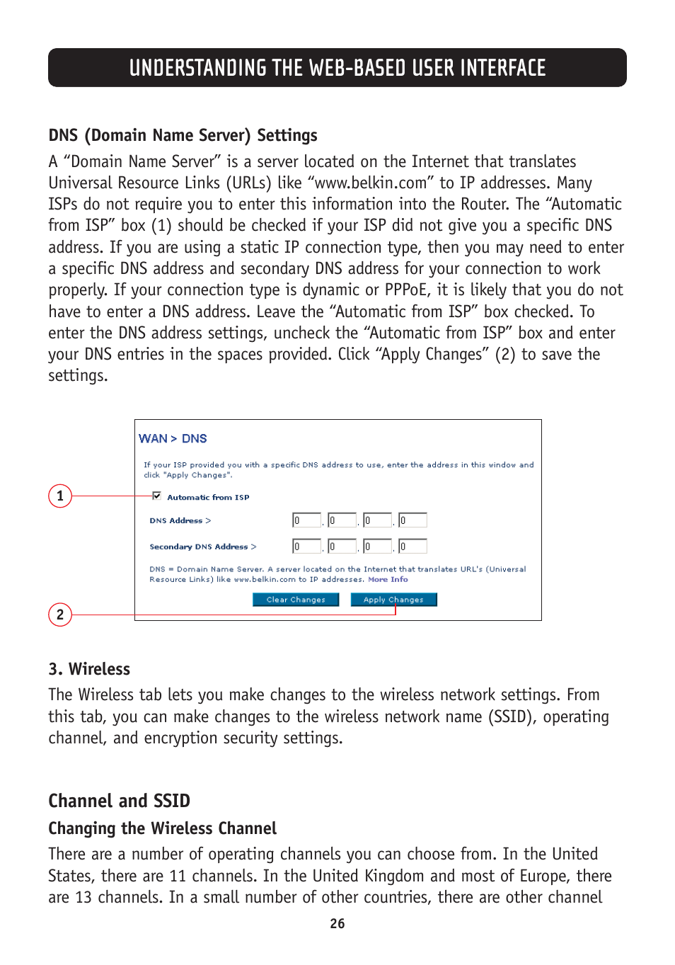 Understanding the web-based user interface | Belkin F5D7630-4A User Manual | Page 28 / 68