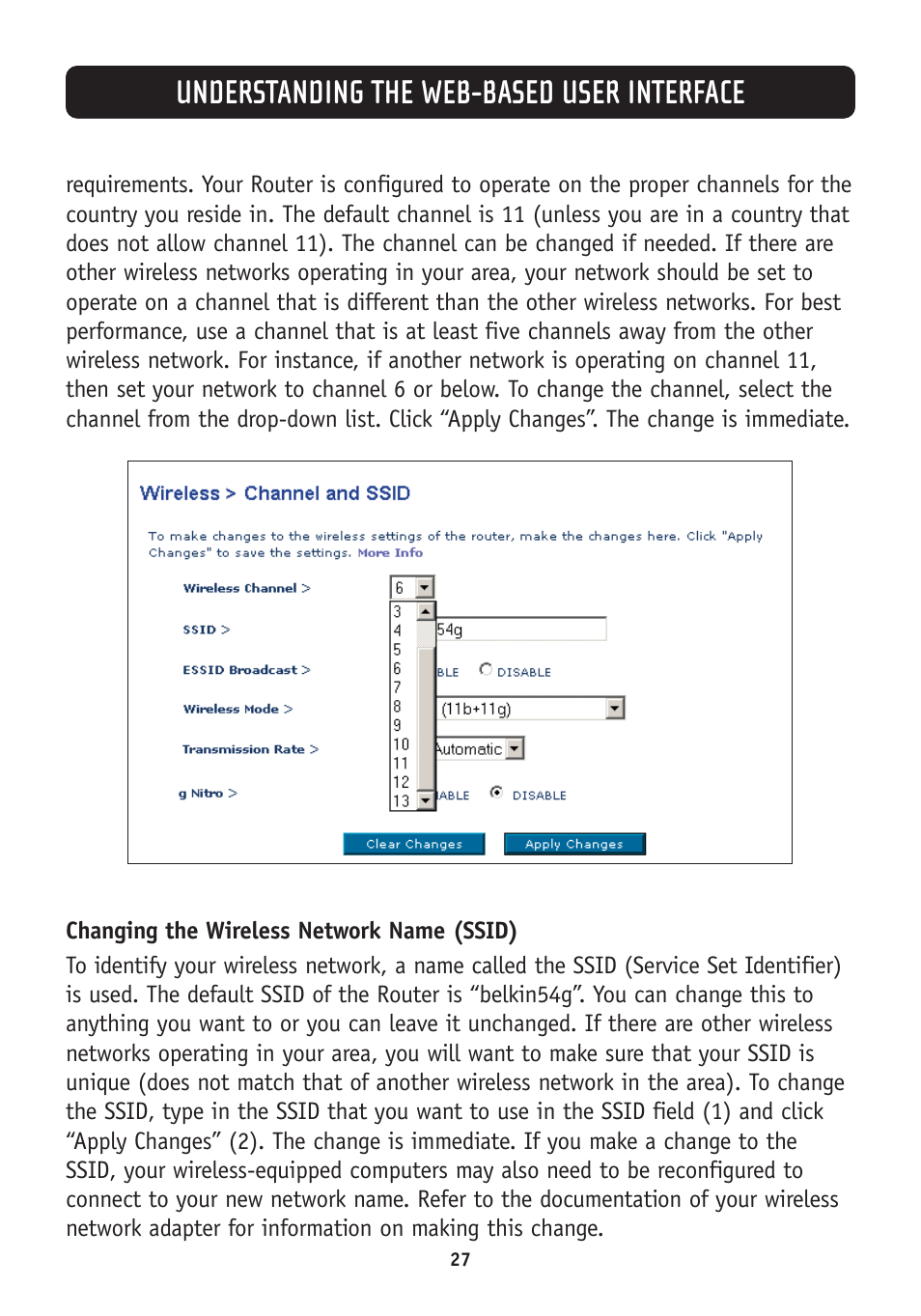 Understanding the web-based user interface | Belkin F5D7630-4A User Manual | Page 29 / 68