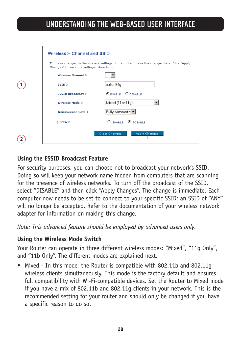 Understanding the web-based user interface | Belkin F5D7630-4A User Manual | Page 30 / 68