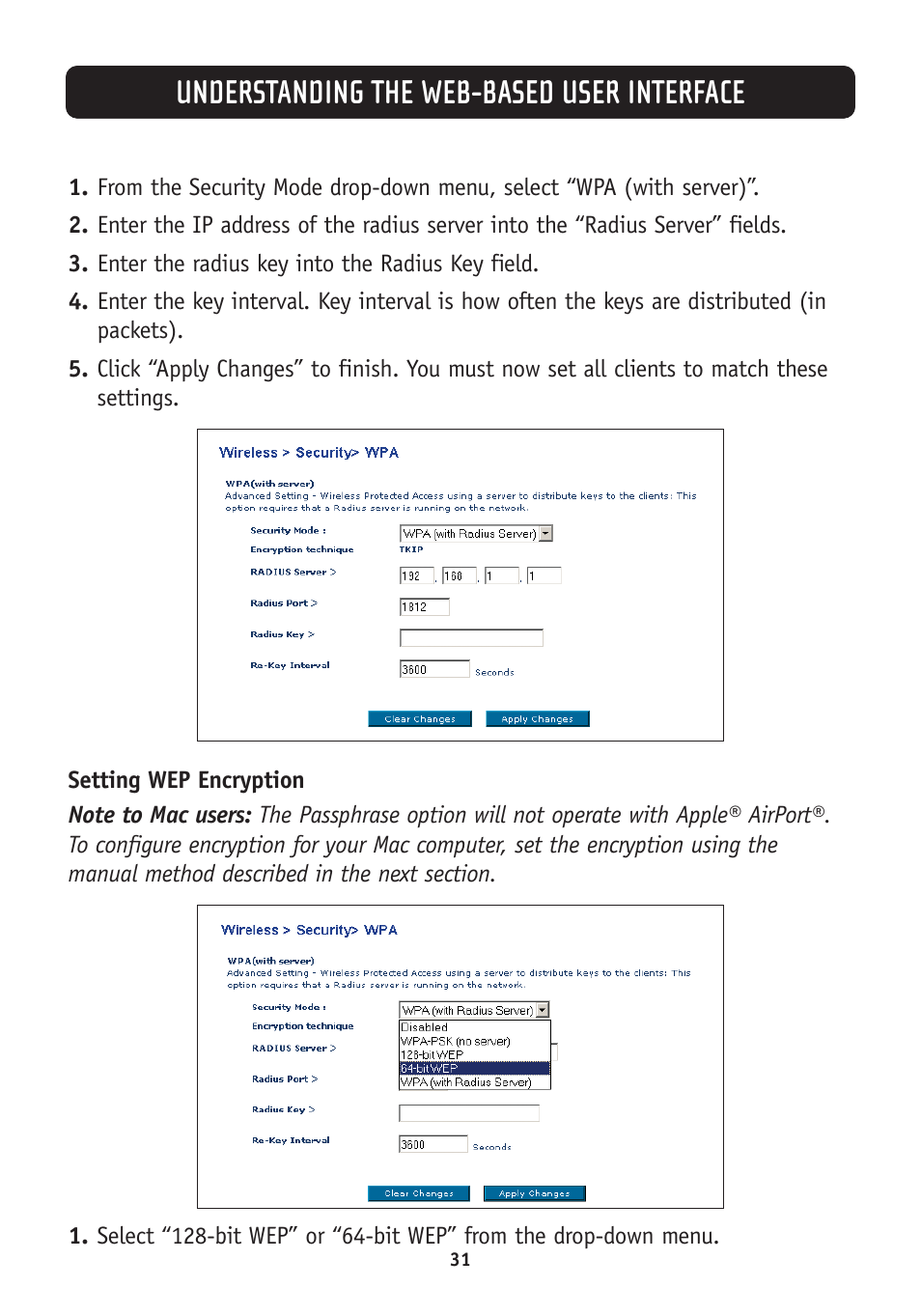 Understanding the web-based user interface | Belkin F5D7630-4A User Manual | Page 33 / 68