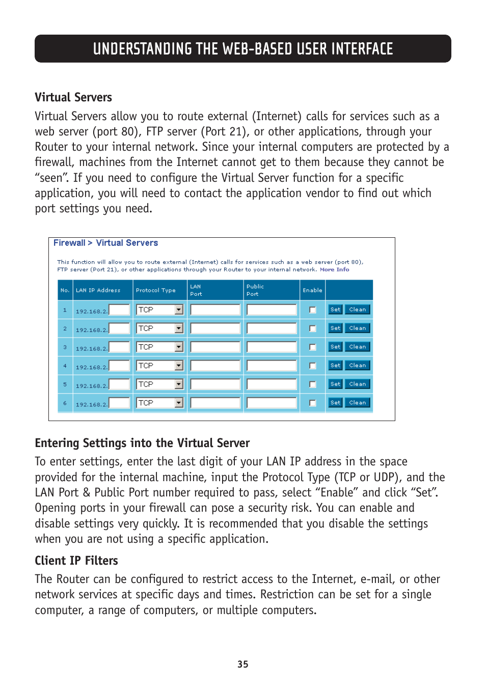 Understanding the web-based user interface | Belkin F5D7630-4A User Manual | Page 37 / 68