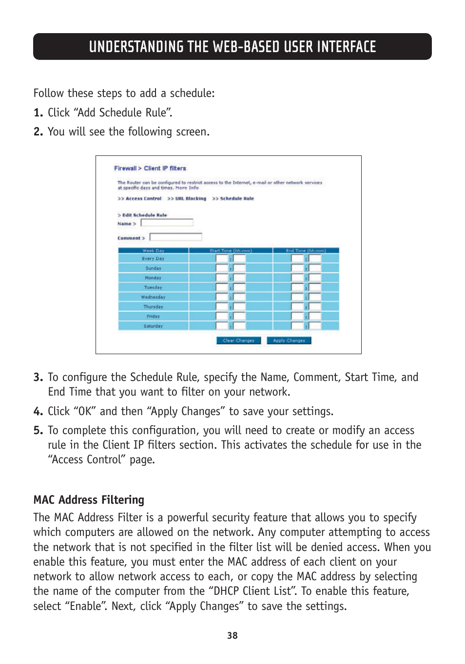 Understanding the web-based user interface | Belkin F5D7630-4A User Manual | Page 40 / 68