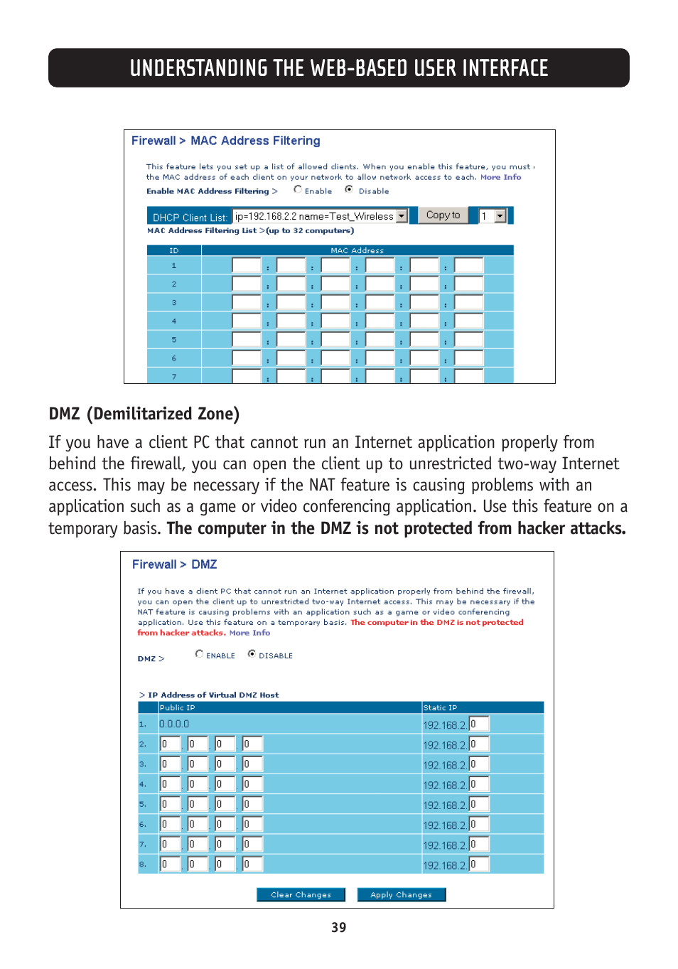 Understanding the web-based user interface | Belkin F5D7630-4A User Manual | Page 41 / 68