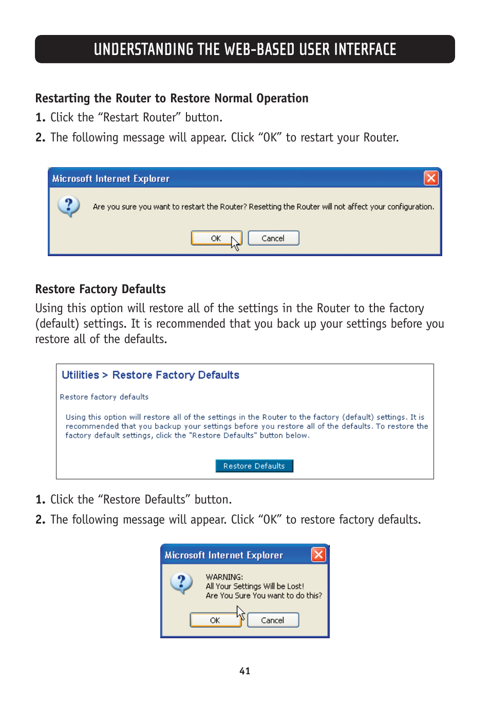 Understanding the web-based user interface | Belkin F5D7630-4A User Manual | Page 43 / 68