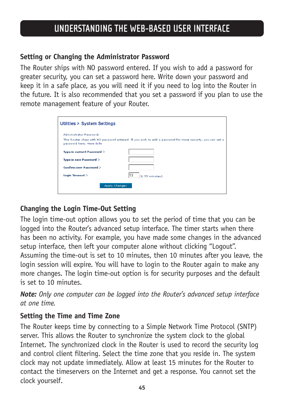 Understanding the web-based user interface | Belkin F5D7630-4A User Manual | Page 47 / 68