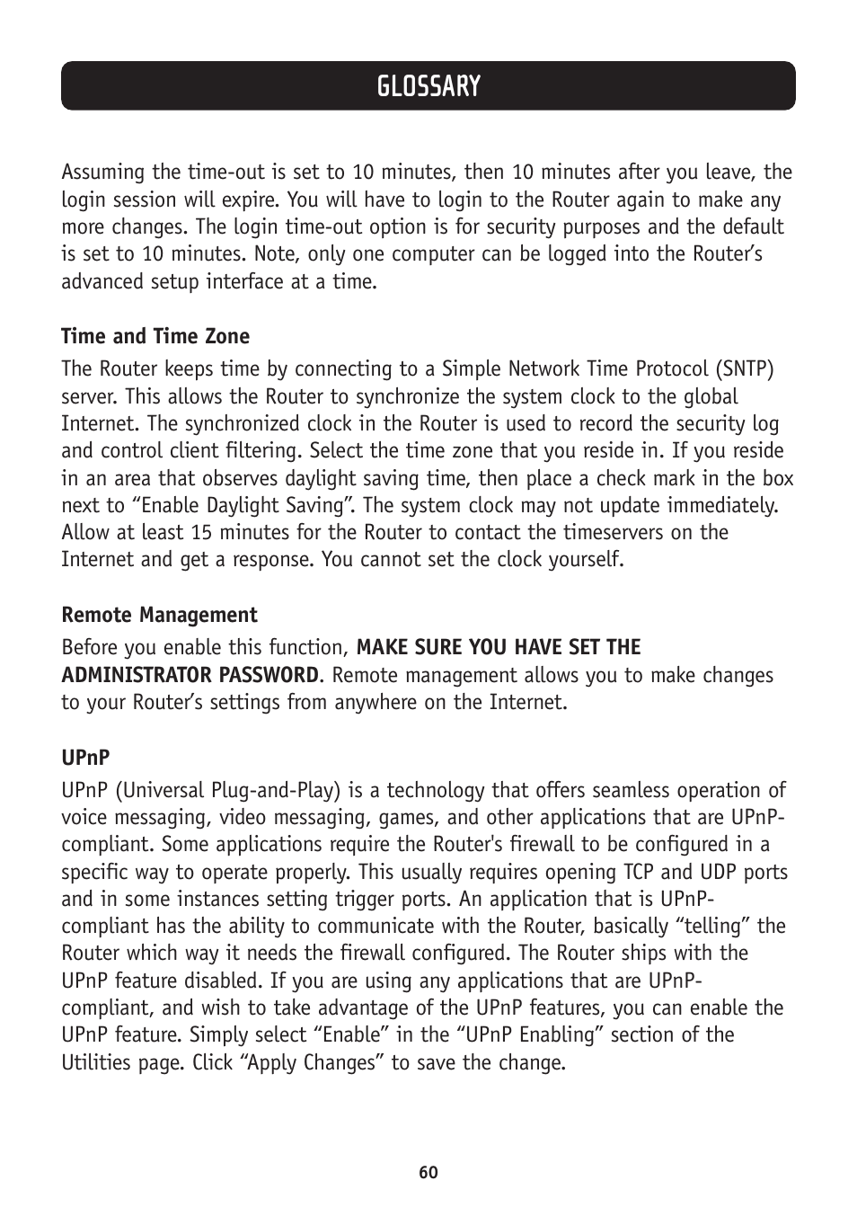 Glossary | Belkin F5D7630-4A User Manual | Page 62 / 68