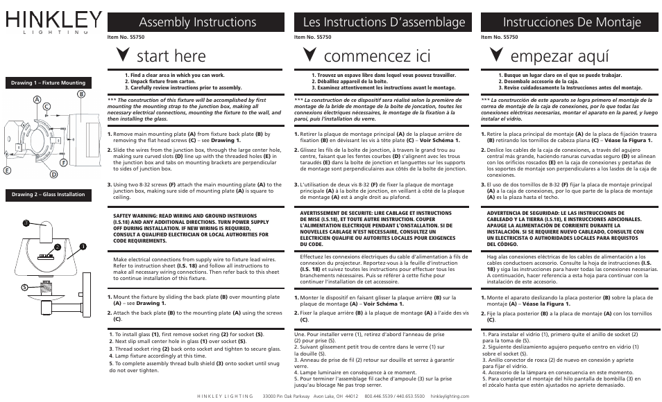 Hinkley Lighting BIANCA 55750 User Manual | 2 pages