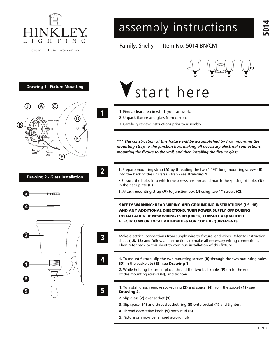 Hinkley Lighting SHELLY 5014 User Manual | 2 pages